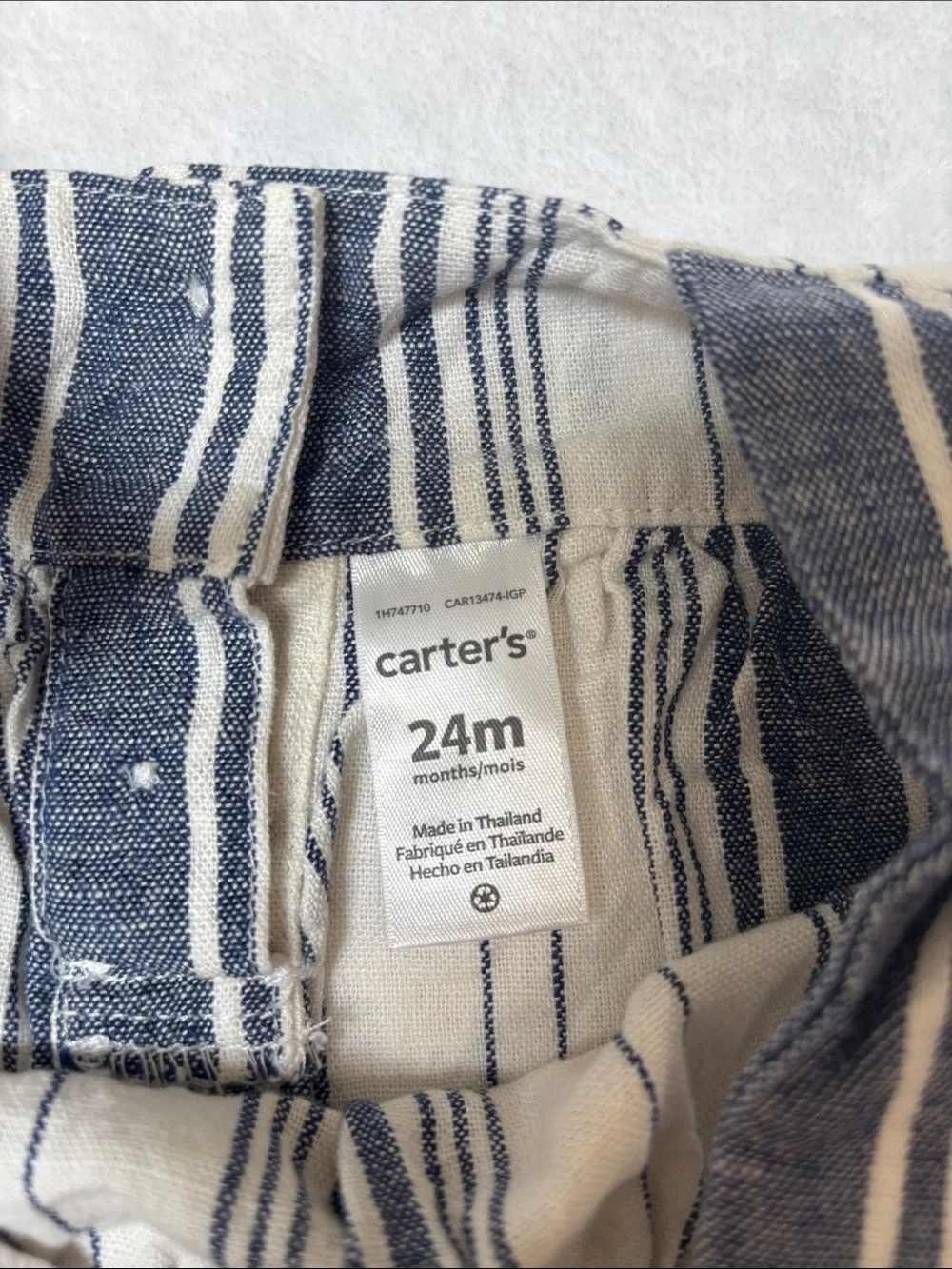 Carter's Navy and Cream Striped Girls' Shorts Set - Picture 2 of 6